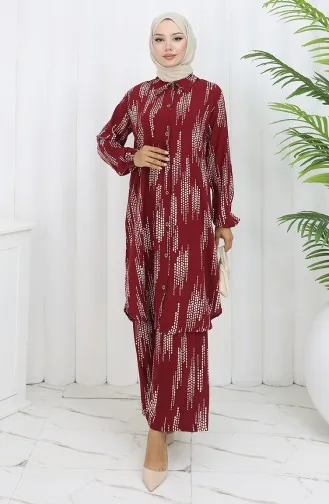 Viskose Stoff Tunika Hose Doppelanzug 0132-04 Weinrot 0132-04