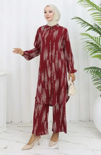 Viskose Stoff Tunika Hose Doppelanzug 0132-04 Weinrot 0132-04