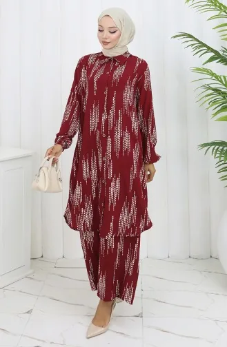 Viskose Stoff Tunika Hose Doppelanzug 0132-04 Weinrot 0132-04