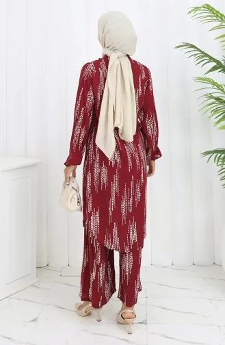 Viskose Stoff Tunika Hose Doppelanzug 0132-04 Weinrot 0132-04