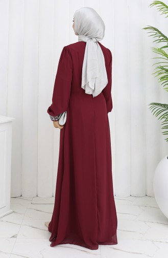 فستان سهرة شيفون 52876-01 أحمر غامق 52876-01