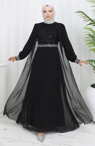 Robe De Soirée Mousseline 52876-02 Noir 52876-02