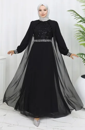 Robe De Soirée Mousseline 52876-02 Noir 52876-02