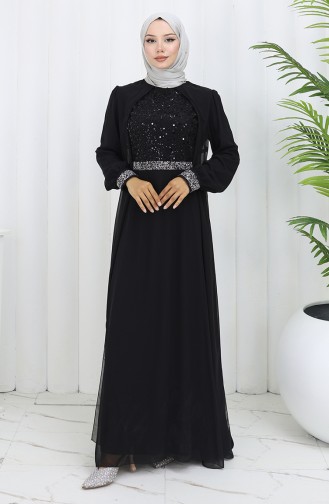 Robe De Soirée Mousseline 52876-02 Noir 52876-02