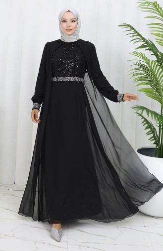 Robe De Soirée Mousseline 52876-02 Noir 52876-02