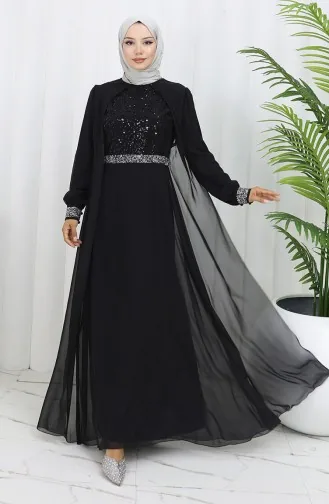 Robe De Soirée Mousseline 52876-02 Noir 52876-02