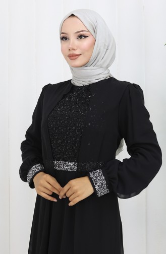 Robe De Soirée Mousseline 52876-02 Noir 52876-02