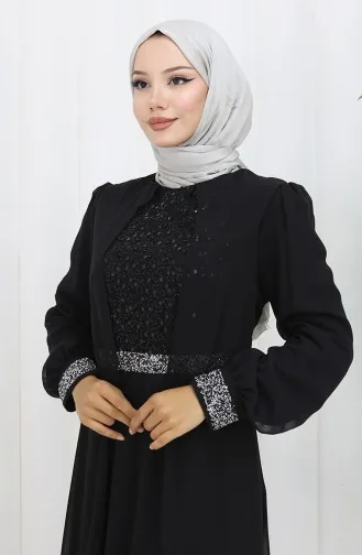 Robe De Soirée Mousseline 52876-02 Noir 52876-02