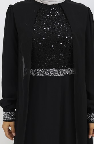 Robe De Soirée Mousseline 52876-02 Noir 52876-02
