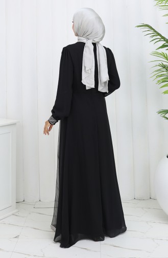 Robe De Soirée Mousseline 52876-02 Noir 52876-02