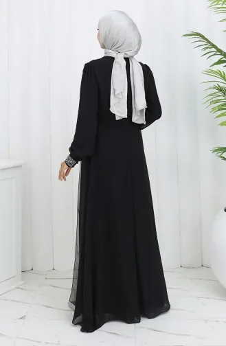 Robe De Soirée Mousseline 52876-02 Noir 52876-02