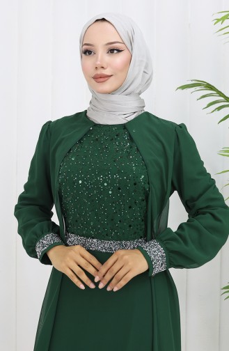 Chiffon Avondjurk 52876-04 Smaragdgroen 52876-04