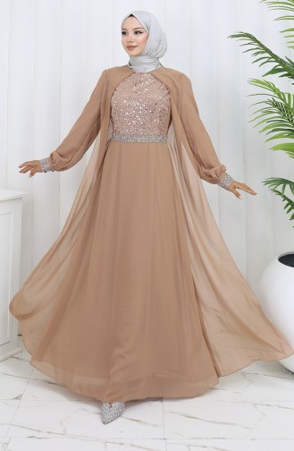 Chiffon Evening Dress 52876-05 Mink 52876-05