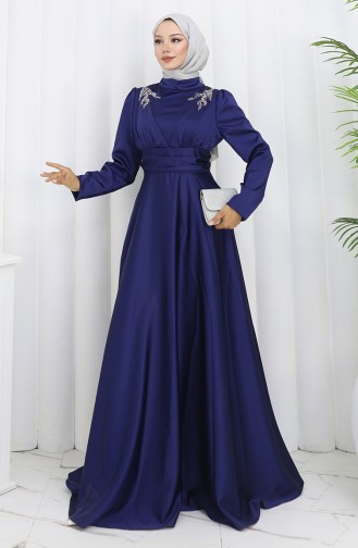 Robe De Soirée Satin 52880-01 Bleu Marine 52880-01