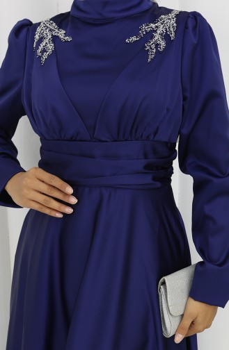 Robe De Soirée Satin 52880-01 Bleu Marine 52880-01