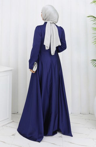 Robe De Soirée Satin 52880-01 Bleu Marine 52880-01