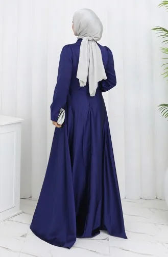 Robe De Soirée Satin 52880-01 Bleu Marine 52880-01