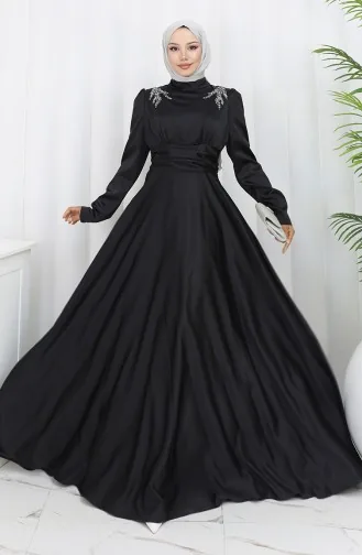 فستان سهرة ساتان 52880-02 أسود 52880-02