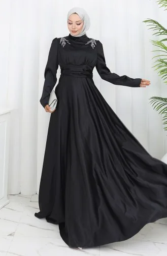 فستان سهرة ساتان 52880-02 أسود 52880-02