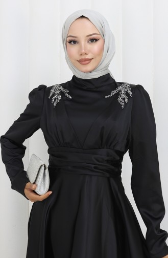 Satin-Abendkleid 52880-02 Schwarz 52880-02
