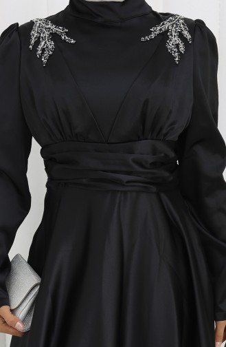 Satin-Abendkleid 52880-02 Schwarz 52880-02