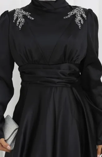 فستان سهرة ساتان 52880-02 أسود 52880-02