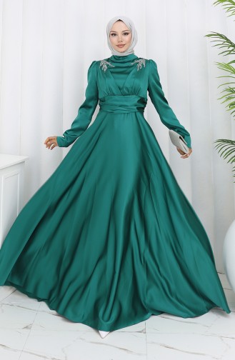 Satin Evening Dress 52880-03 Emerald Green 52880-03