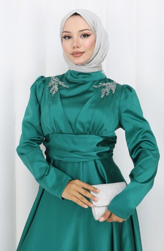 Satin Evening Dress 52880-03 Emerald Green 52880-03