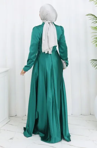 فستان سهرة ساتان 52880-03 أخضر زمردي 52880-03