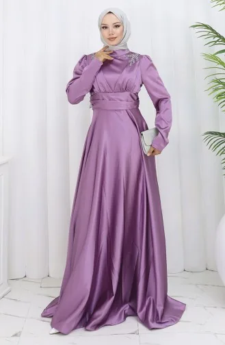 فستان سهرة ساتان 52880-04 بنفسجي فاتح 52880-04