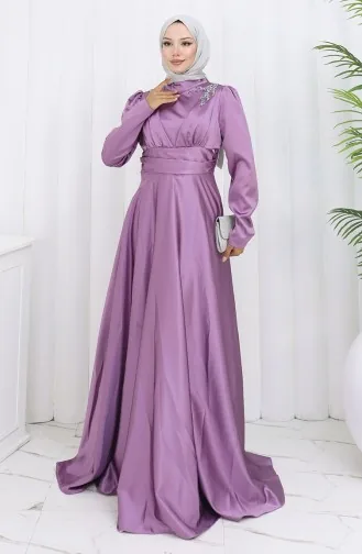 فستان سهرة ساتان 52880-04 بنفسجي فاتح 52880-04