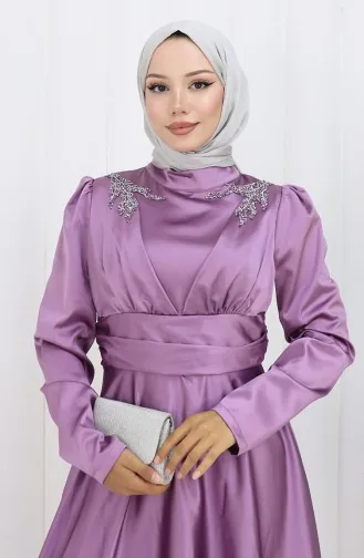 فستان سهرة ساتان 52880-04 بنفسجي فاتح 52880-04