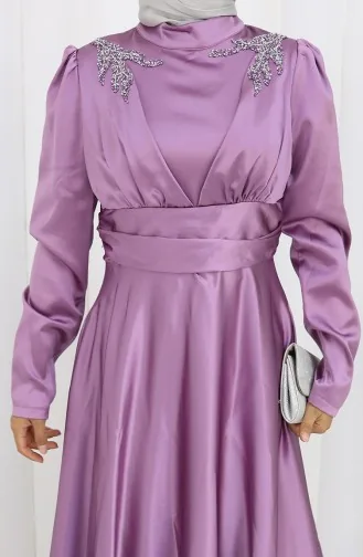 فستان سهرة ساتان 52880-04 بنفسجي فاتح 52880-04