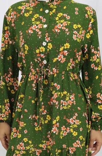 Viscose Fabric Tied Waist Dress 2132-01 Khaki 2132-01