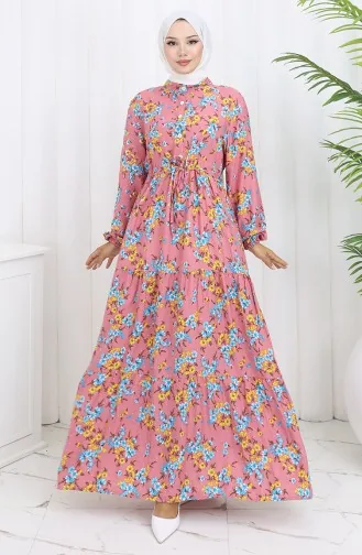 Viscose Jurk Met Tailleband 2132-03 Poeder 2132-03