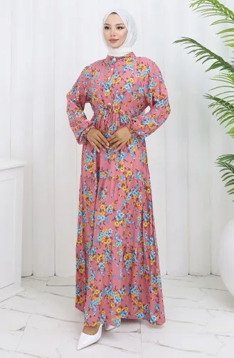 Viscose Fabric Tied Waist Dress 2132-03 Powder 2132-03