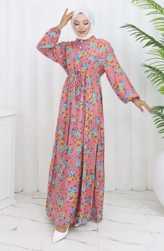 Viscose Fabric Tied Waist Dress 2132-03 Powder 2132-03