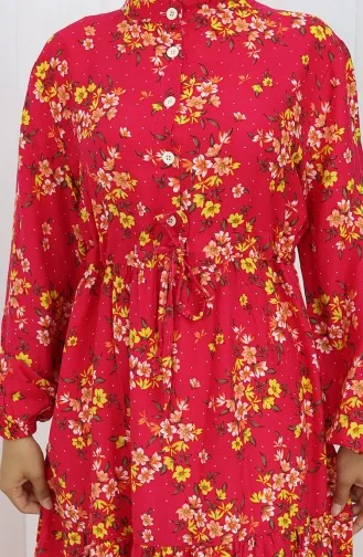 Viscose Fabric Tied Waist Dress 2132-04 Pomegranate Flower 2132-04