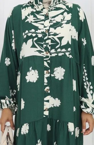 Robe Demi-boutonnée En Tissu Viscose 2133-01 Vert Foncé 2133-01