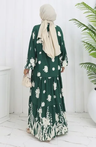 Robe Demi-boutonnée En Tissu Viscose 2133-01 Vert Foncé 2133-01