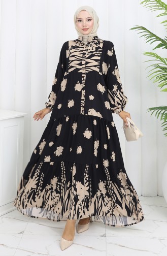Beige Hijab Kleider 2133-04