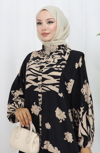 Beige Hijab Kleider 2133-04