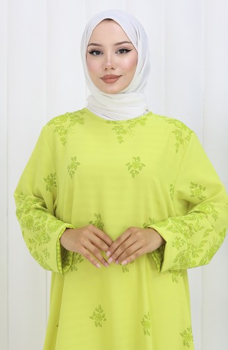 Desenli Tunik 1012-02 Yağ Yeşili
