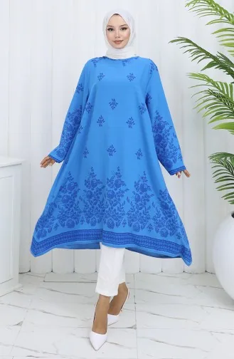 Desenli Tunik 1012-03 Mavi