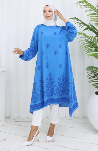 Desenli Tunik 1012-03 Mavi