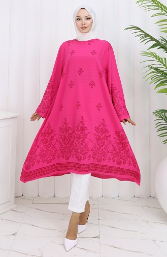 Desenli Tunik 1012-04 Fuşya