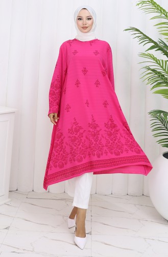 Desenli Tunik 1012-04 Fuşya