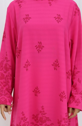 Desenli Tunik 1012-04 Fuşya