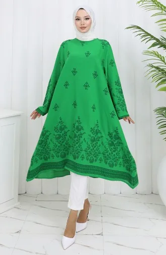 Patterned Tunic 1012-08 Emerald Green 1012-08