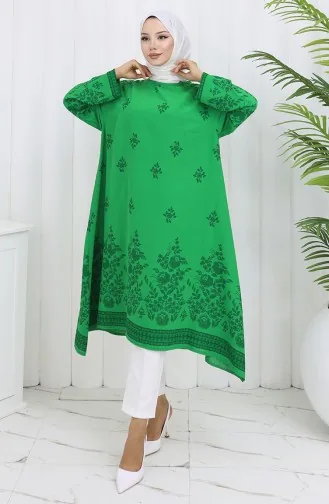 Patterned Tunic 1012-08 Emerald Green 1012-08